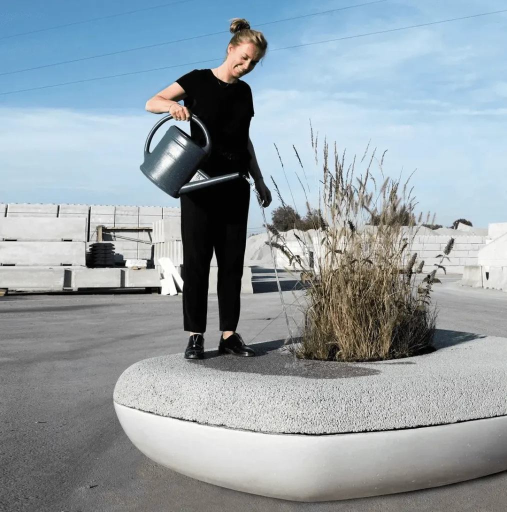 A Bench That Collects Water For Plants