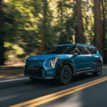 Kia EV9 electric three-row SUV photographed outdoors