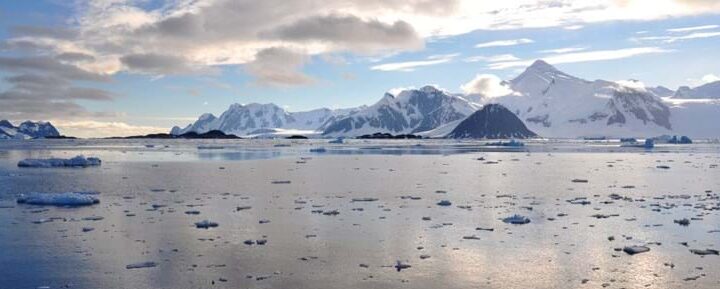 The mountainous and icy coastline