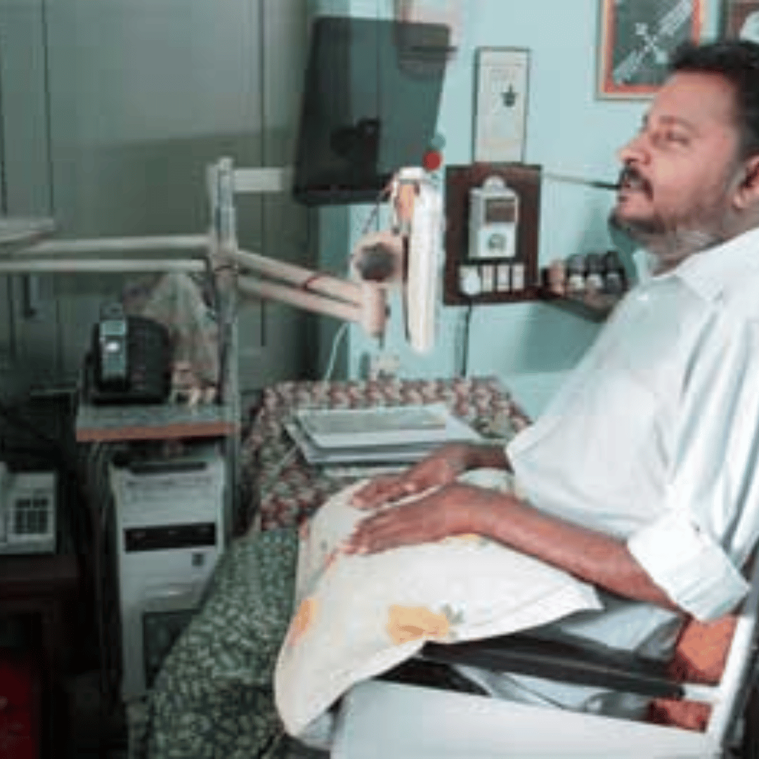 M P Anil Kumar at his desk at the Paraplegic Rehabilitation Centre in Pune. Photo Source Seema Pant