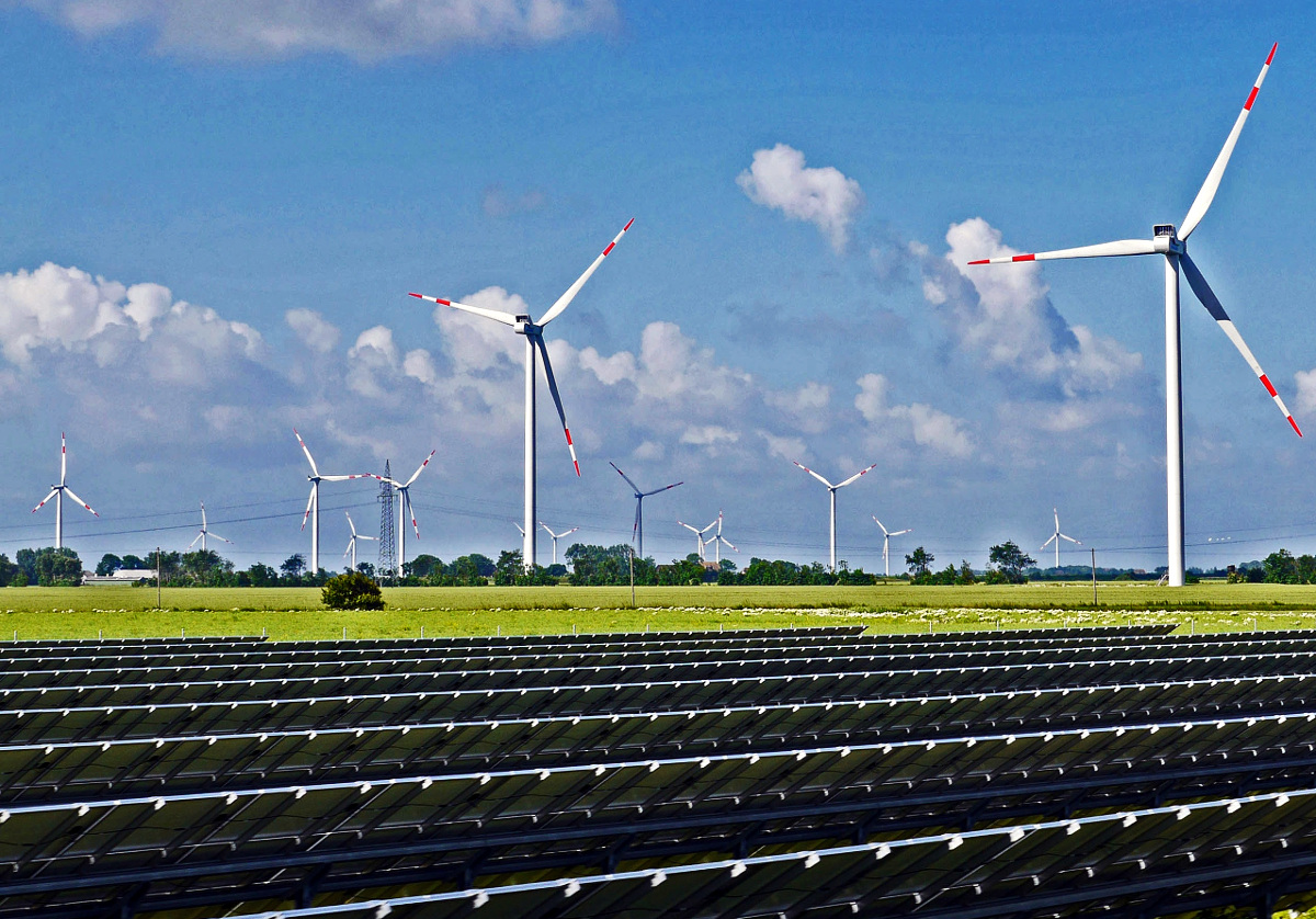 Solar park, Wind farm, Renewable energy