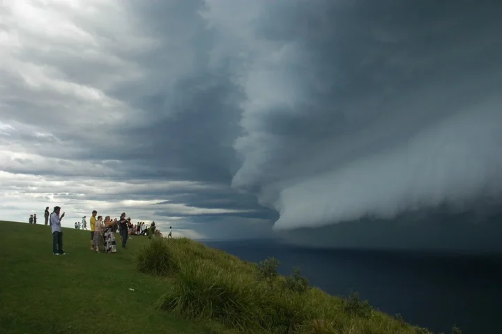 People witness the coming of storm