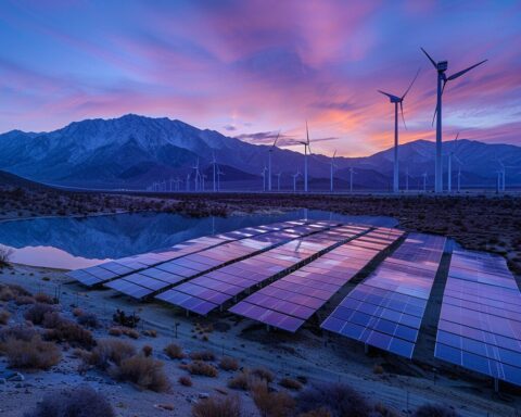 Artist Impression of Solar Energy / Wind Energy/ Renewable / Mountains/Twilight( Source: giganectar )