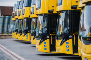 Manchester's Bee Network Buses Parked. Photo Source: Bee Network.