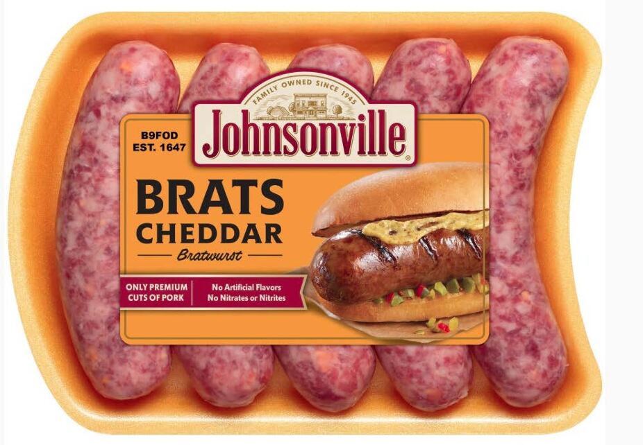 A package of Johnsonville Brats Cheddar Bratwurst. Photo Source: FSIS USDA Government