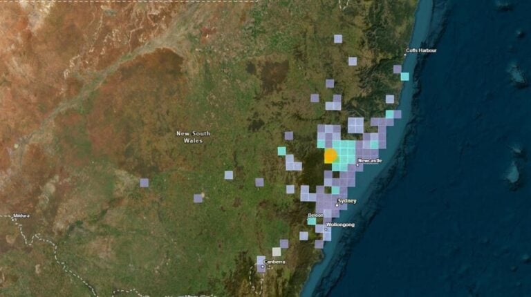 Felt grid for the M4.6 Singleton, NSW earthquake. Photo Source: Australian Government (Goscience Australia)