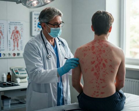 Doctor Checking Measles Patient. Photo Source: AI Generated Image