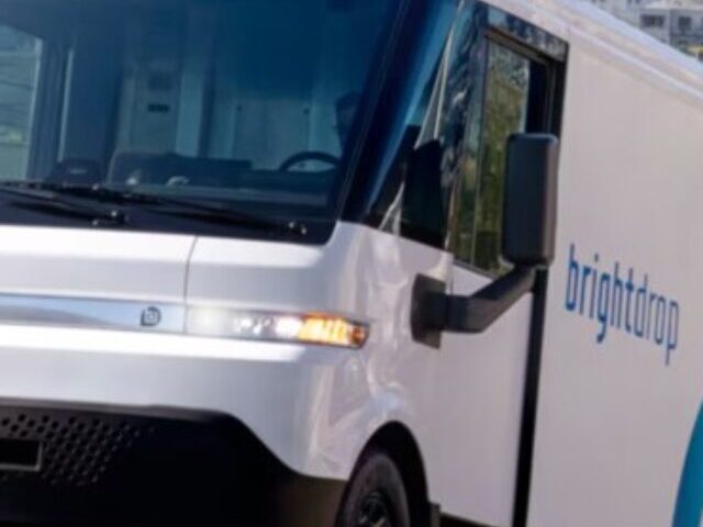 Representative Image: A BrightDrop delivery van driving uphill in an urban area. Photo Source: GM Motors
