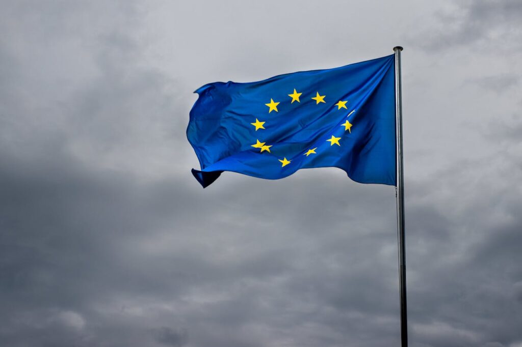 EU waving flag.