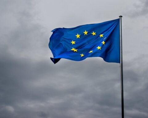 EU waving flag.