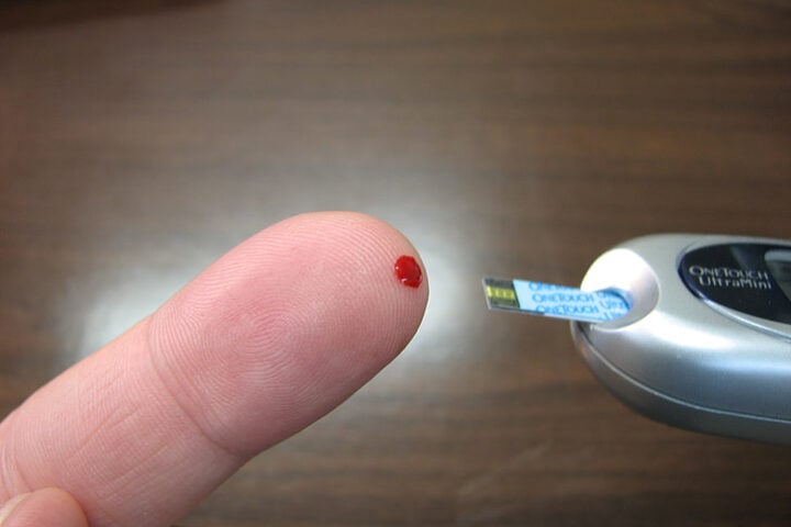 checking blood sugar.