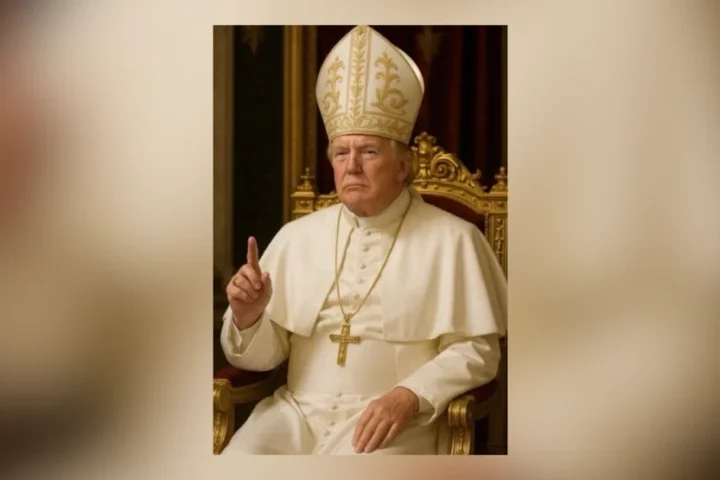 An AI-created image showing President Trump dressed as the pontiff was shared by the White House on social media.(Credit:@WhiteHouse/X)
