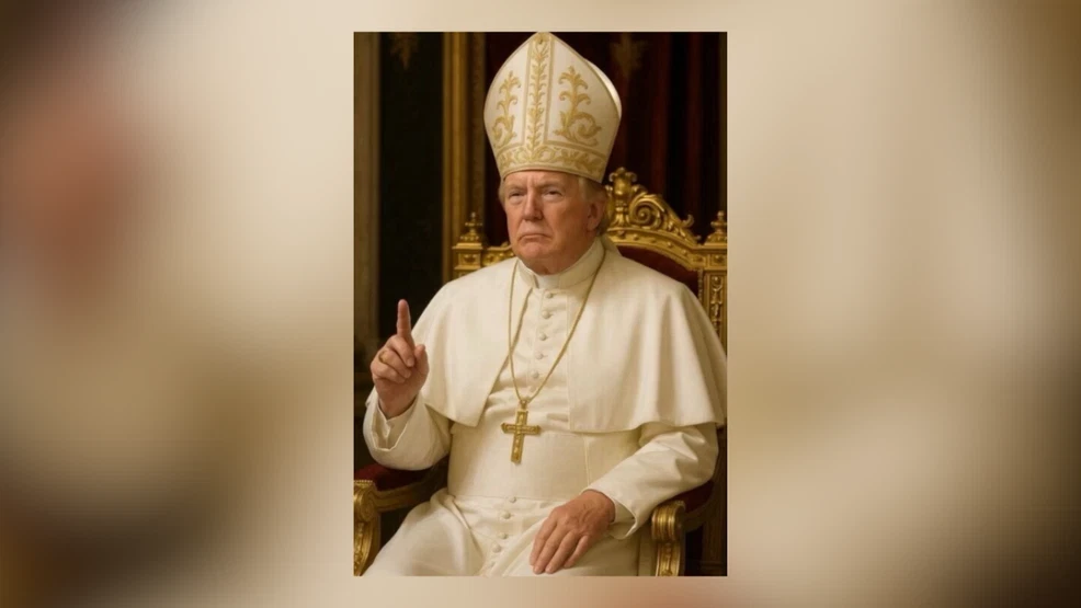 An AI-created image showing President Trump dressed as the pontiff was shared by the White House on social media.(Credit:@WhiteHouse/X)