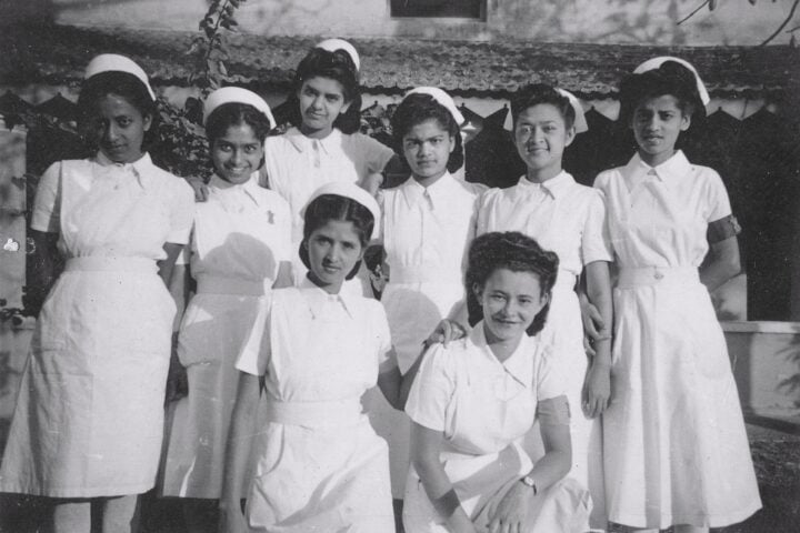 Nurses undergoing training in Bangalore (or Mumbai), 1940s. Photo Source- Frederick Noronha (CC BY-SA 2.0)