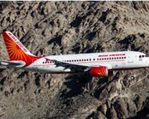 Air India plane through mountains