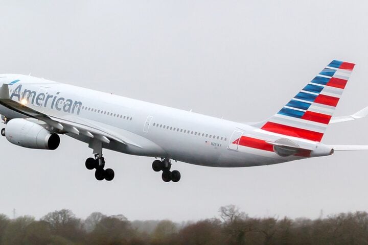 American Airlines Airbus A330-243 taking off.