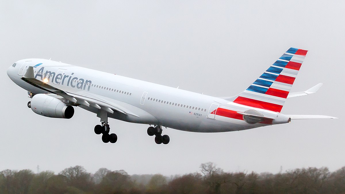 American Airlines Airbus A330-243 taking off.