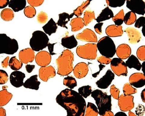 Microscopic views of lunar volcanic glass. Photo Source: Universe Today