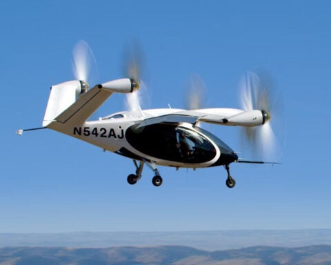 Joby aircraft in flight in Northern California. Photo Source: Joby Aviation