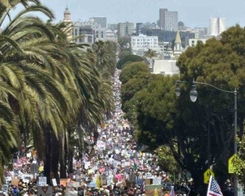 Massive crowd at the San Francisco No Kings Protest. Photo Source: @BenRossTweets (X)