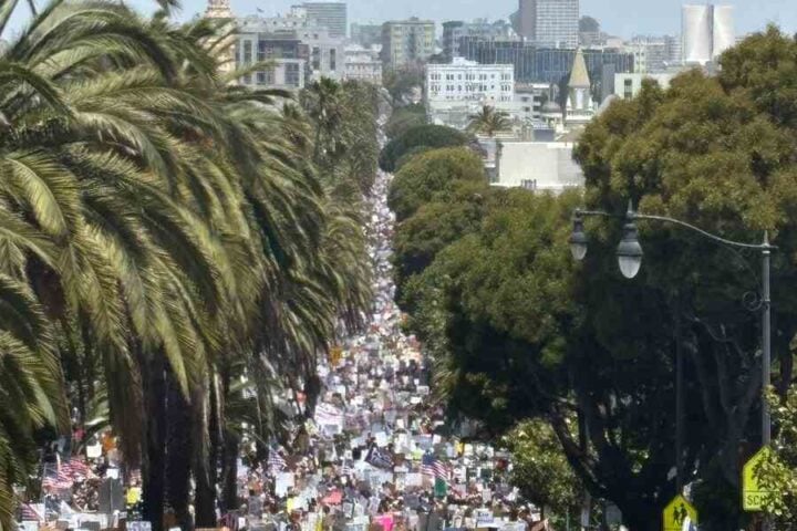 Massive crowd at the San Francisco No Kings Protest. Photo Source: @BenRossTweets (X)