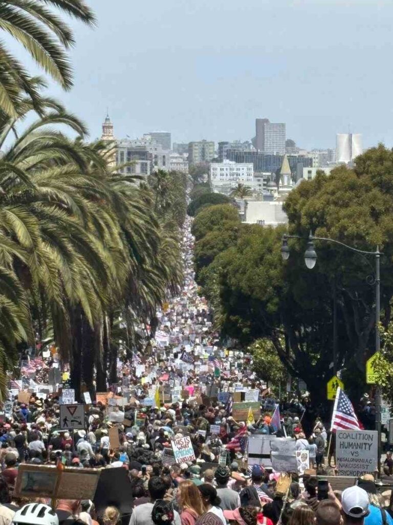 Massive crowd at the San Francisco No Kings Protest. Photo Source: @BenRossTweets (X)