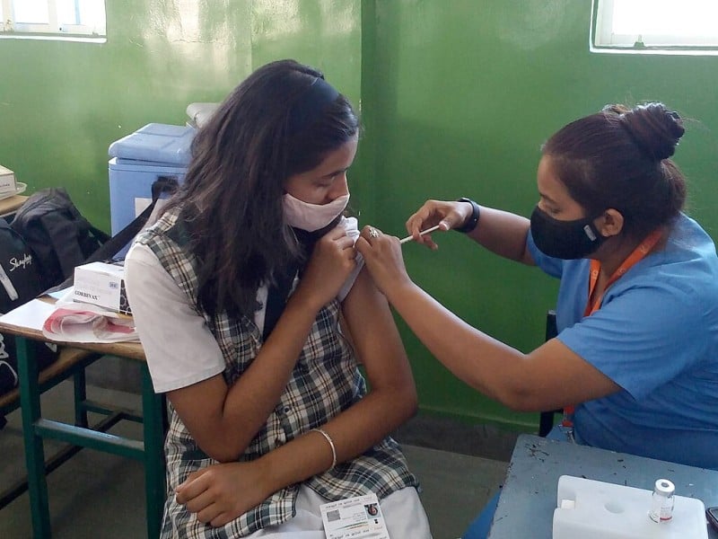 Covid vaccination for children aged 12-14 in India.