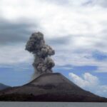 Anak Krakatoa or Anak Krakatau or Anak Krakatao is a volcanic island in the Sunda Strait between Java and Sumatra in Indonesia. (CC BY 2.0)