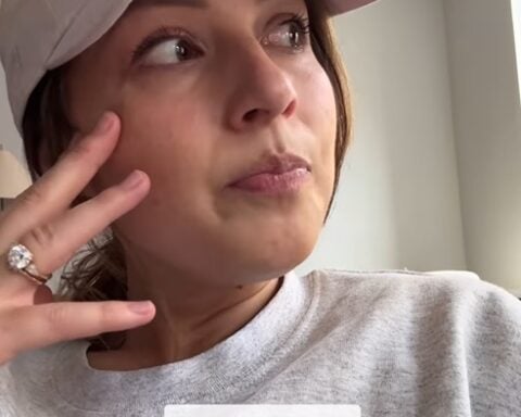 Katie Thurston from her Instagram reel highlighting the challenges of cancer treatment.