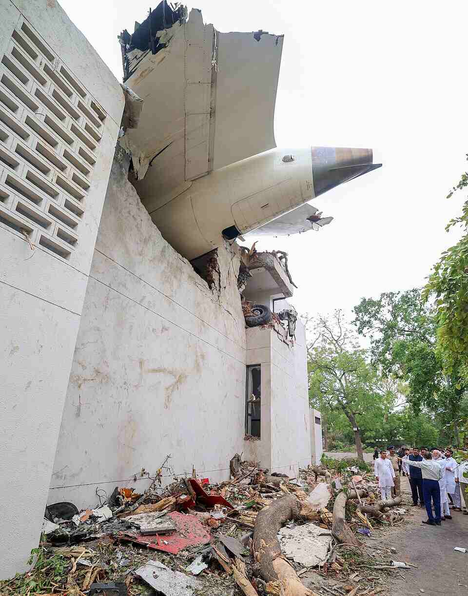 PM visits a crash site of the AI-171 flight. Photo Source: Prime Ministre's Office (Government Open Data License - India (GODL))