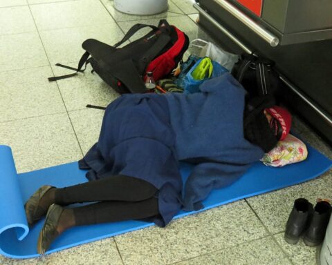 Representative Image. Person slept at Camp Stansted Airport (near London, England) Photo Source: Josefine S. (CC BY-NC-ND 2.0)