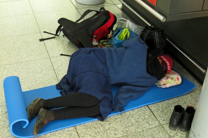 Representative Image. Person slept at Camp Stansted Airport (near London, England) Photo Source: Josefine S. (CC BY-NC-ND 2.0)