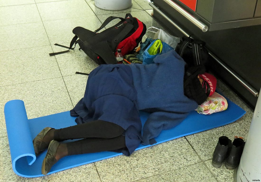 Representative Image. Person slept at Camp Stansted Airport (near London, England) Photo Source: Josefine S. (CC BY-NC-ND 2.0)