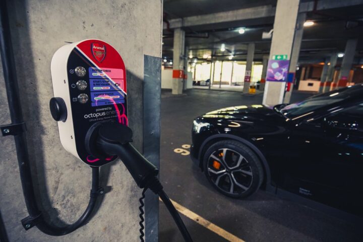 Supercharged! Arsenal and Octopus Energy install electric car charging for fans at Emirates Stadium.