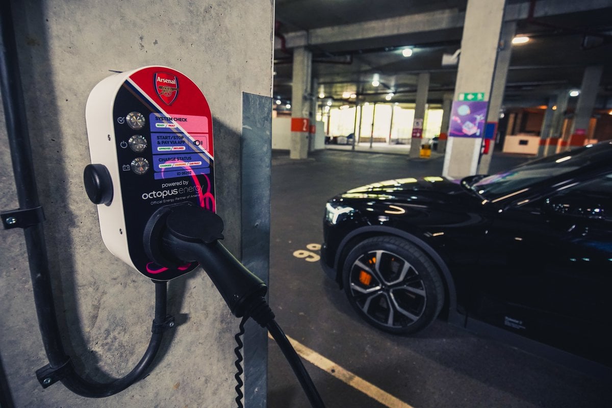Supercharged! Arsenal and Octopus Energy install electric car charging for fans at Emirates Stadium.