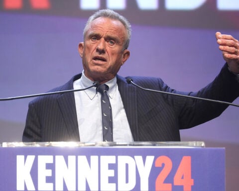 Robert F. Kennedy, Jr. at a campaign rally at the Fox Tucson Theatre in Tucson, Arizona.
