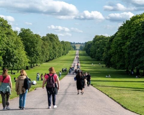 Tourists Walking Along the Road Through Windsor Great Park Photo Source: Eren Cebeci