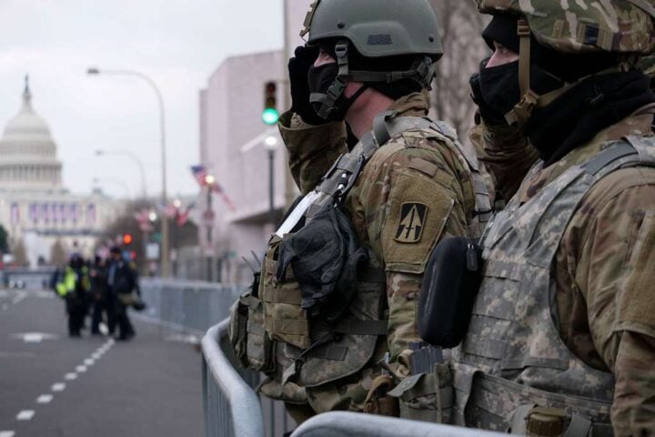 U.S. Soldiers with the Indiana National Guard salute