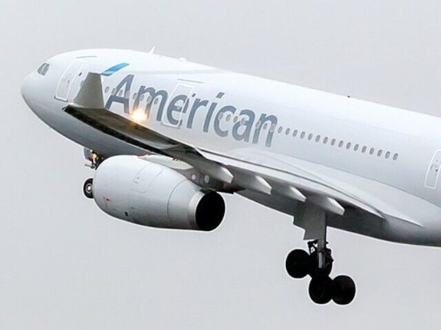 American Airlines Airbus A330-243 taking off from Manchester Airport.