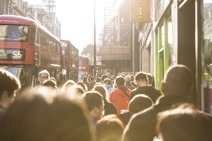 People walking in the street of London.