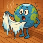 A representation of Earth struggling with the heat.