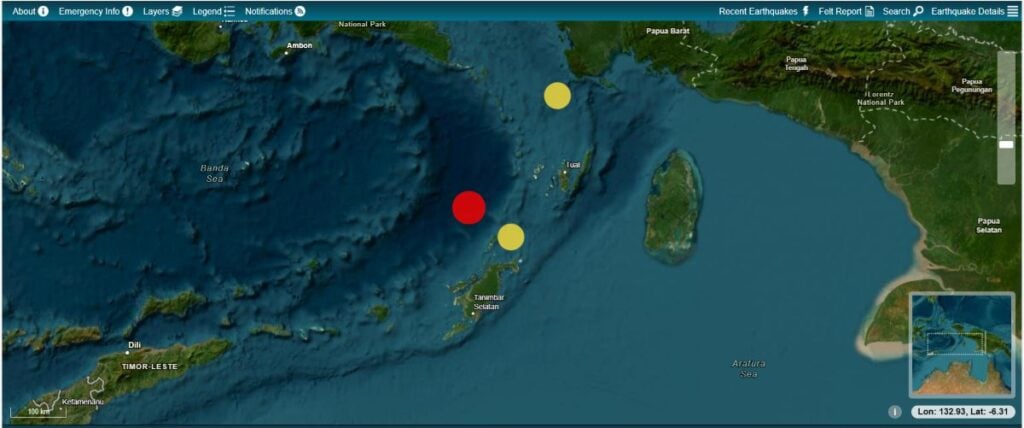 Earthquake Map. Photo Source: Geoscience Australia