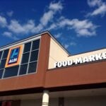Aldi Grocery Store Super Market Food Market Building logo facade.
