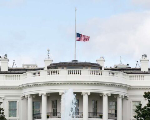 The United States Flag Flies at Half-Staff Atop the White House. Photo Source: GetArchive