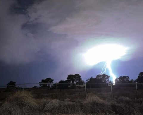 Quite the lightning show facing west from Las Vegas - storms currently moving into the NW Valley and Centennial Hills areas