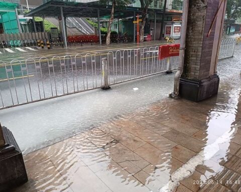 Representative Image. GD 廣東 Guangdong 廣州 Guangzhou 越秀 Yuexiu 一德路 Yide Road 豪雨水沉 heavy rain flood June 2025