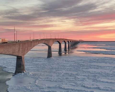 Confederation Bridge during winter