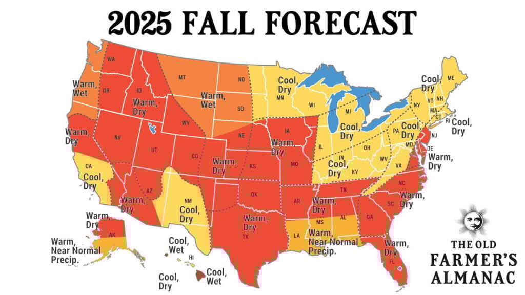 Farmer's Almanac 2025 fall forecast