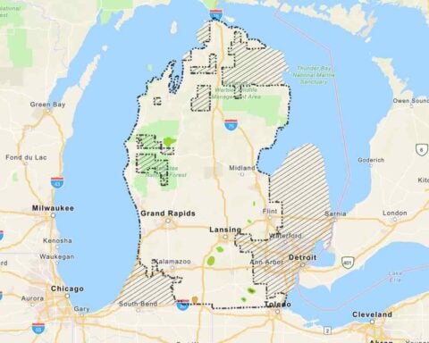 Consumers Energy outage map showing 99.6 percent with power, 109 outages, and 6,143 affected as of July 28 at 5 p.m.
