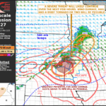 Storm Prediction Center Mesoscale Discussion map showing a line of thunderstorms with plotted ML CAPE contours, 0–6 km shear vectors, and shaded areas indicating 75–90 mph wind threat over northwest Iowa and adjacent states as of 10:15 p.m. CDT on July 28, 2025.